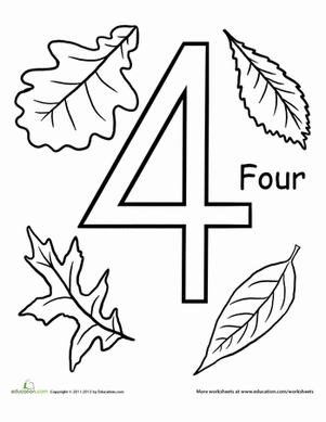 Count and color four leaves worksheet education teaching crafts preschool counting coloring pages