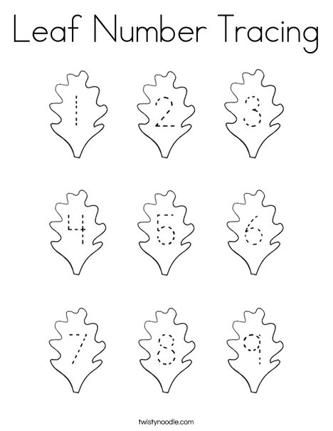 Leaf number tracing coloring page