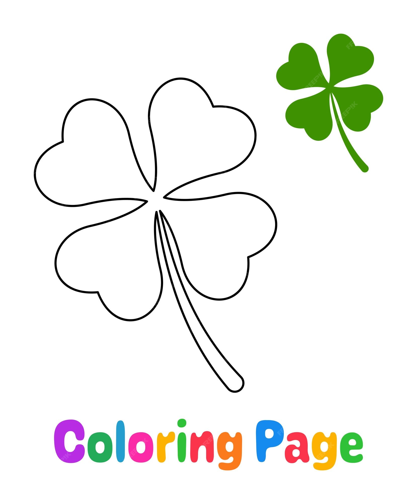 Premium vector coloring page with clover leaf for kids