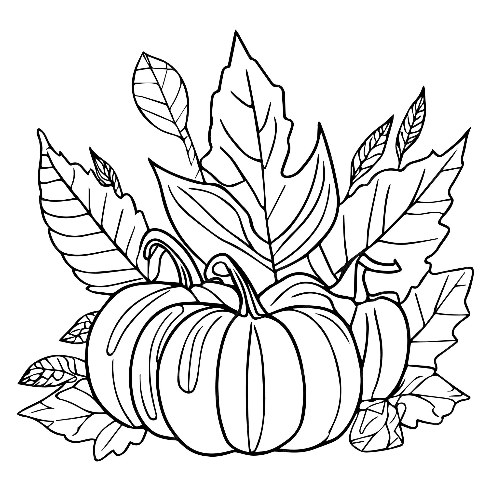 Premium vector autumn falling leaves vegetables pumpkin wheat grains leaf bell paper food nature thanks