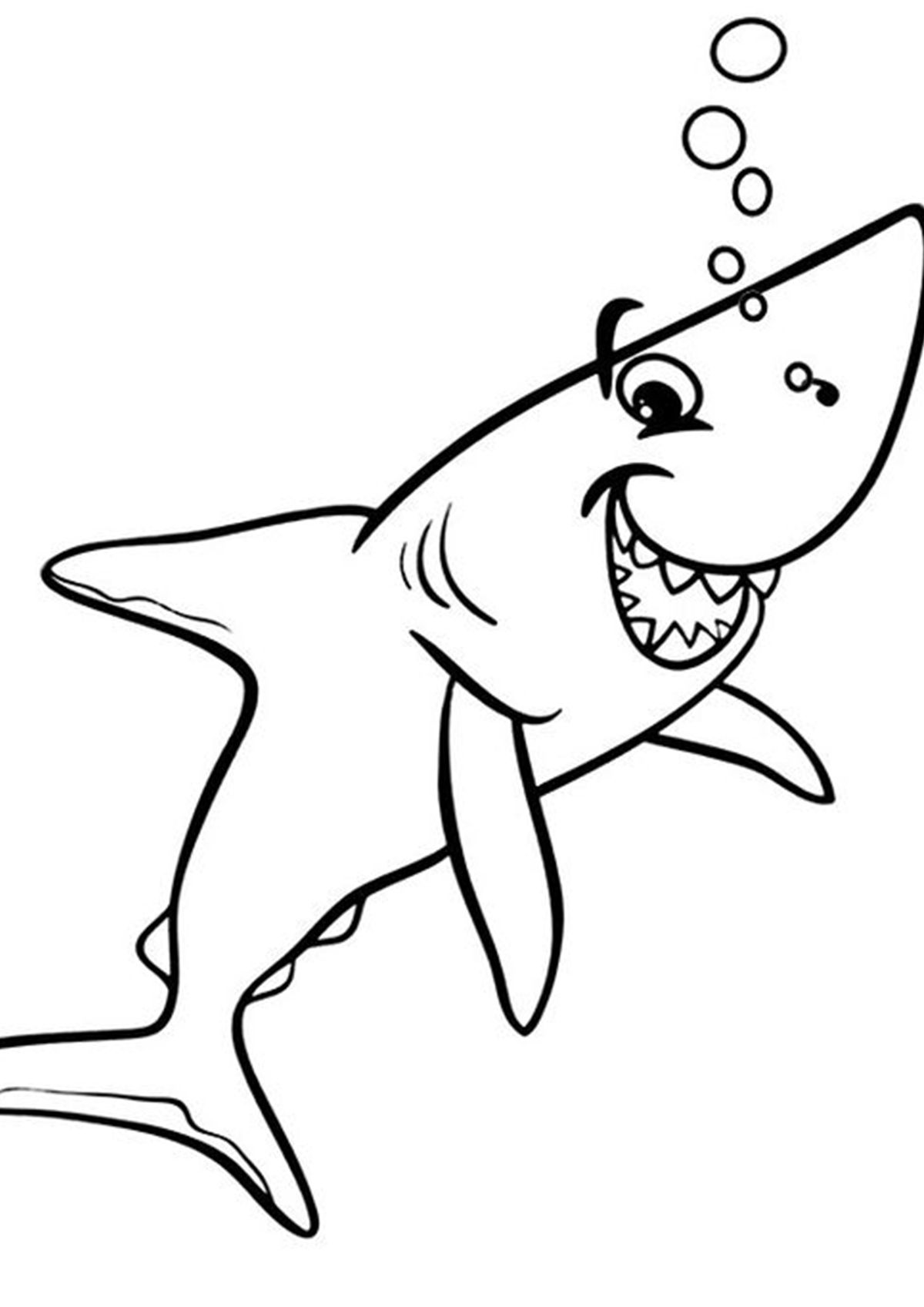 Free easy to print shark coloring pages