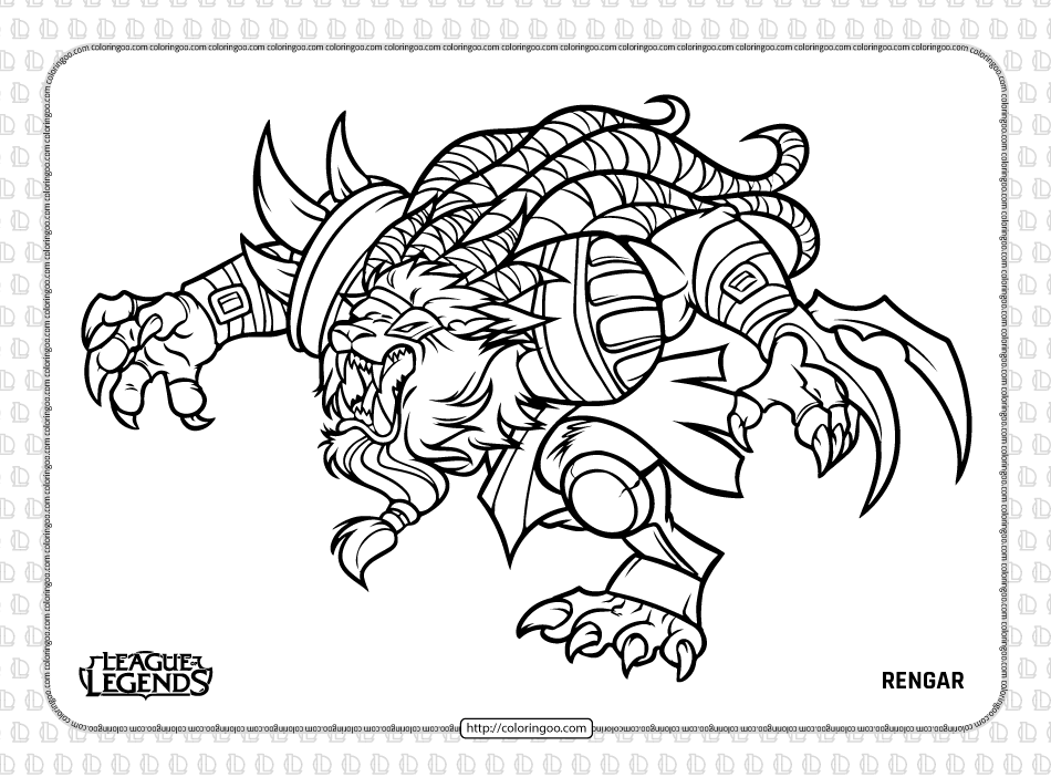 Printable league of legends rengar coloring page