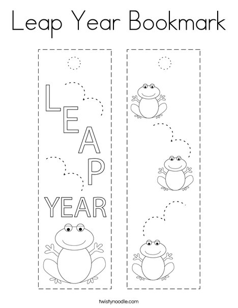 Leap year bookmark coloring page