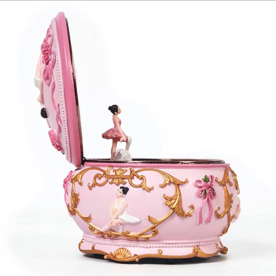 Singeek ballerina girl mechanism rotate music box with colorful lights and sankyo