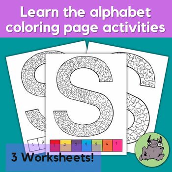 Learning the alphabet coloring pages letter s pre
