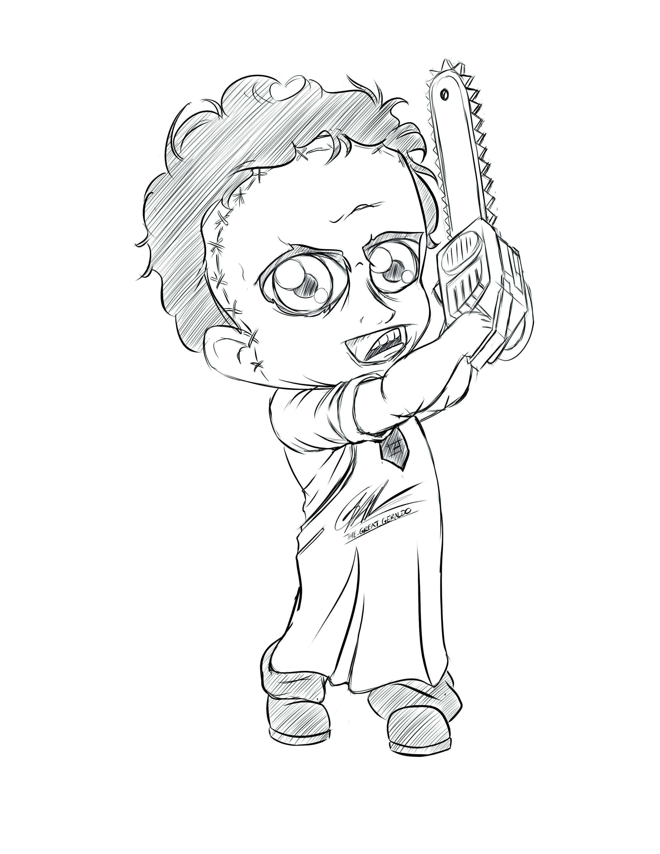 Thought id try sketching a chibi leatherface in honour of his new game thoughts rdeadbydaylight
