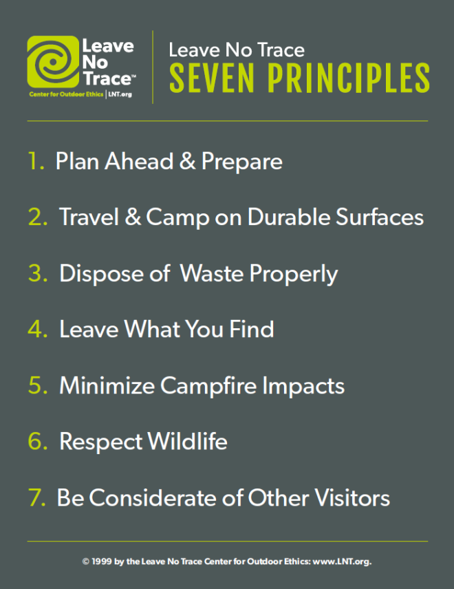 Principles of leave no trace planning wildlife hiking