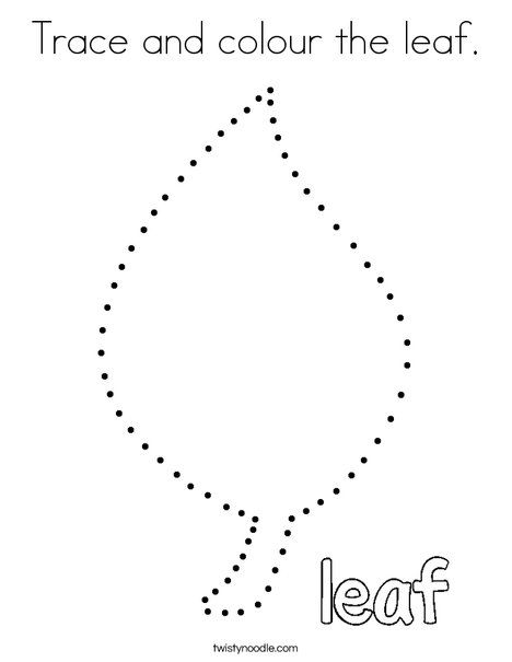 Trace and colour the leaf coloring page
