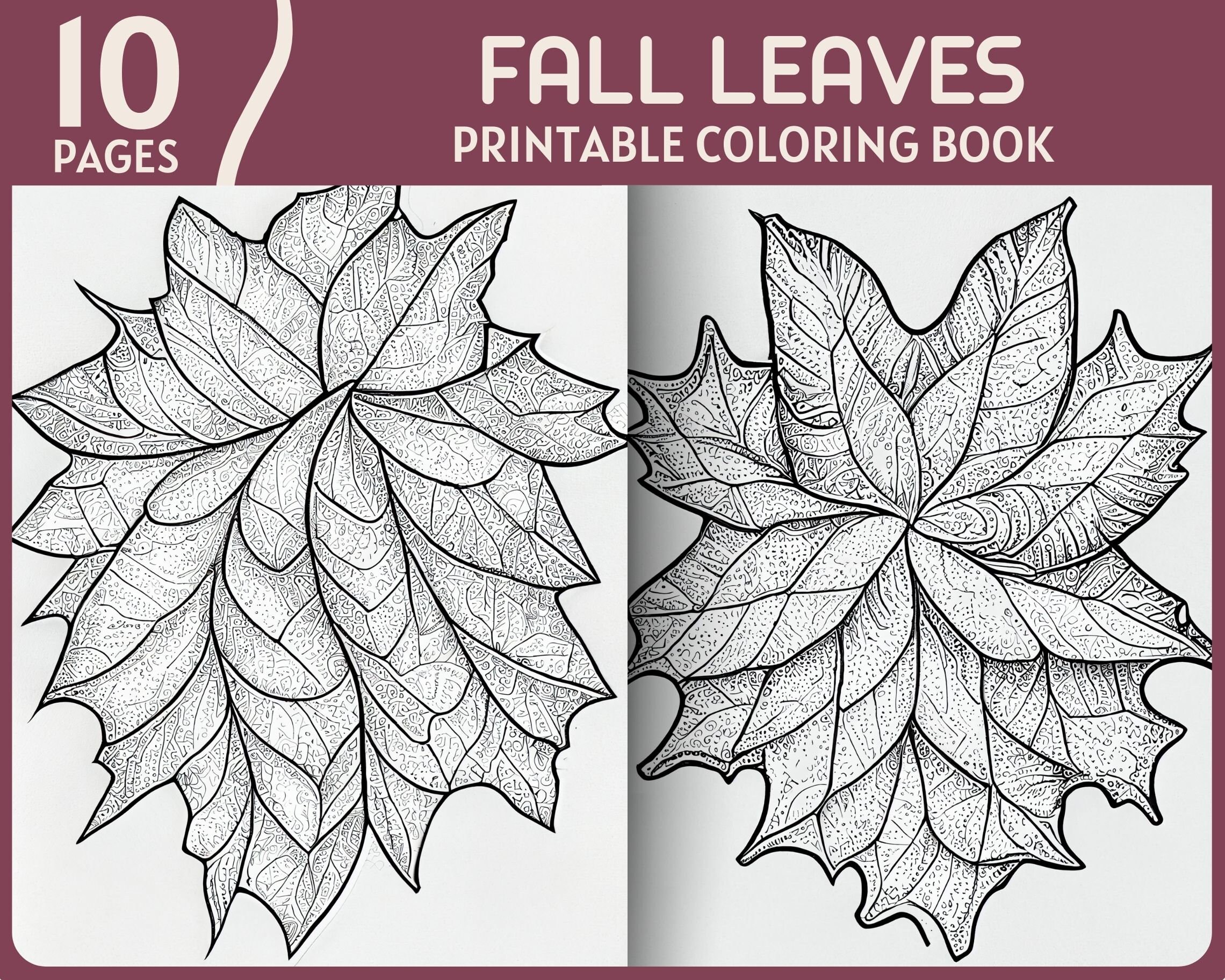 Fall leaves coloring pages natural leaf theme printable coloring book realistic leaves