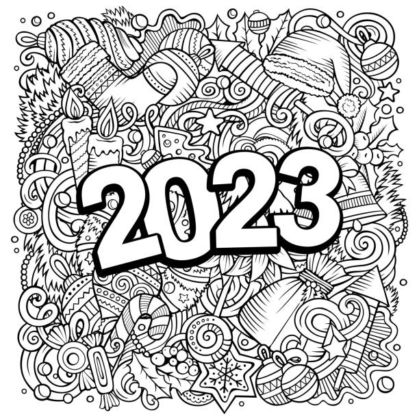 New years coloring pages bildbanksillustrationer royaltyfri vektorgrafik och clip art