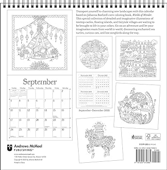 Johanna basford worlds of wonder coloring wall calendar a coloring calendar for the curious basford johanna books
