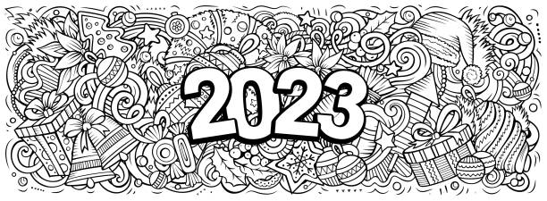 New years coloring pages bildbanksillustrationer royaltyfri vektorgrafik och clip art