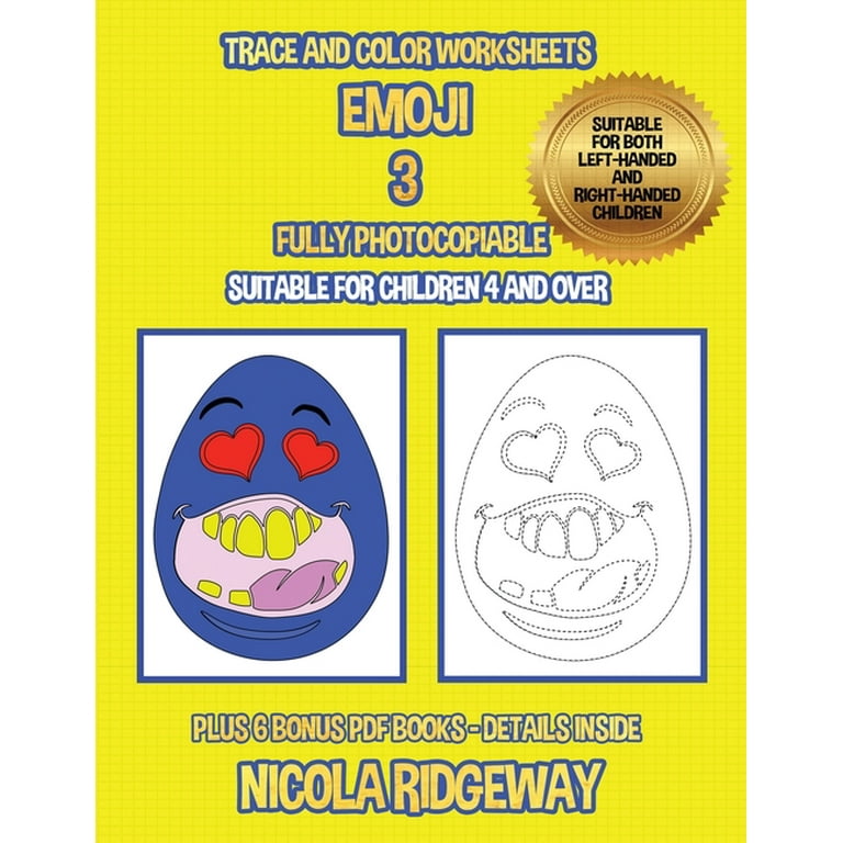 Tracing worksheets trace and color worksheets emoji this book has trace and color worksheets this book will assist young children to develop pen control and to exercise their fine