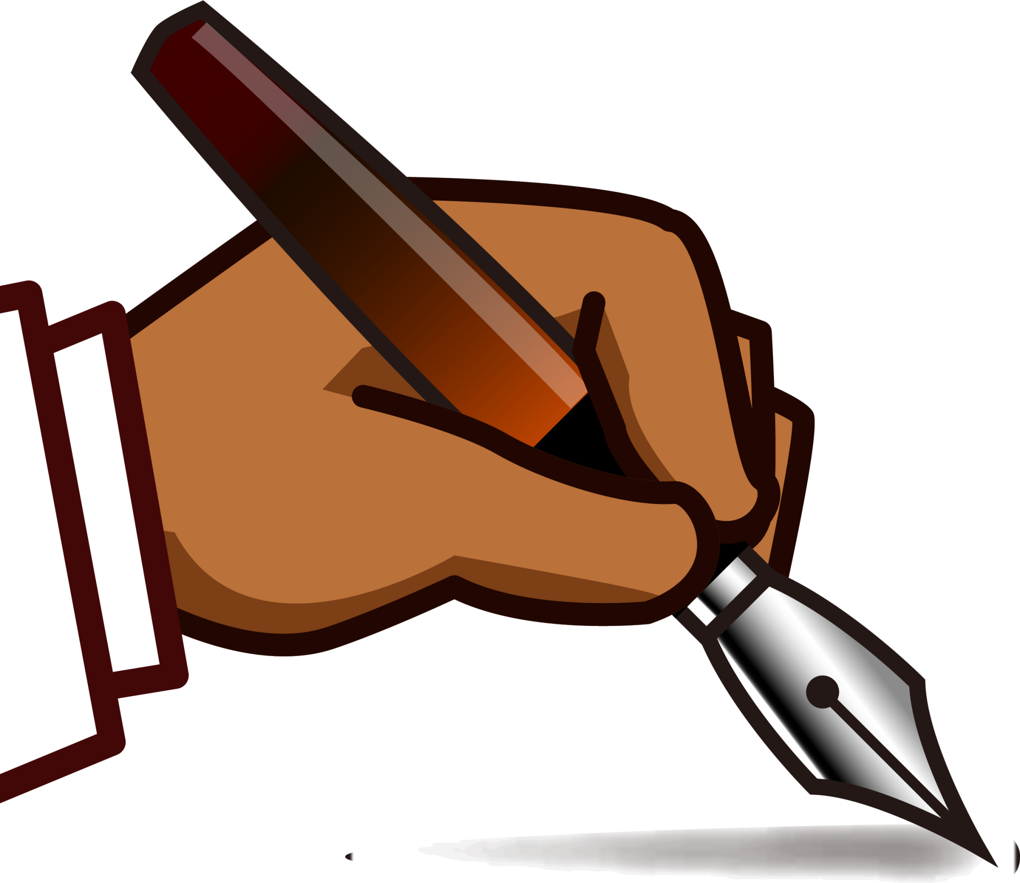 Left writing hand brown emoji