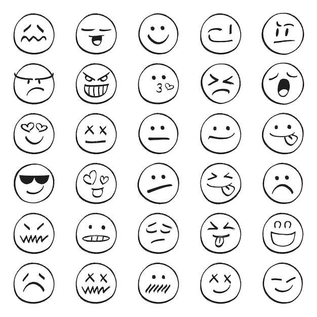 Premium vector emojis hand drawn irregular shapes made with marker pen