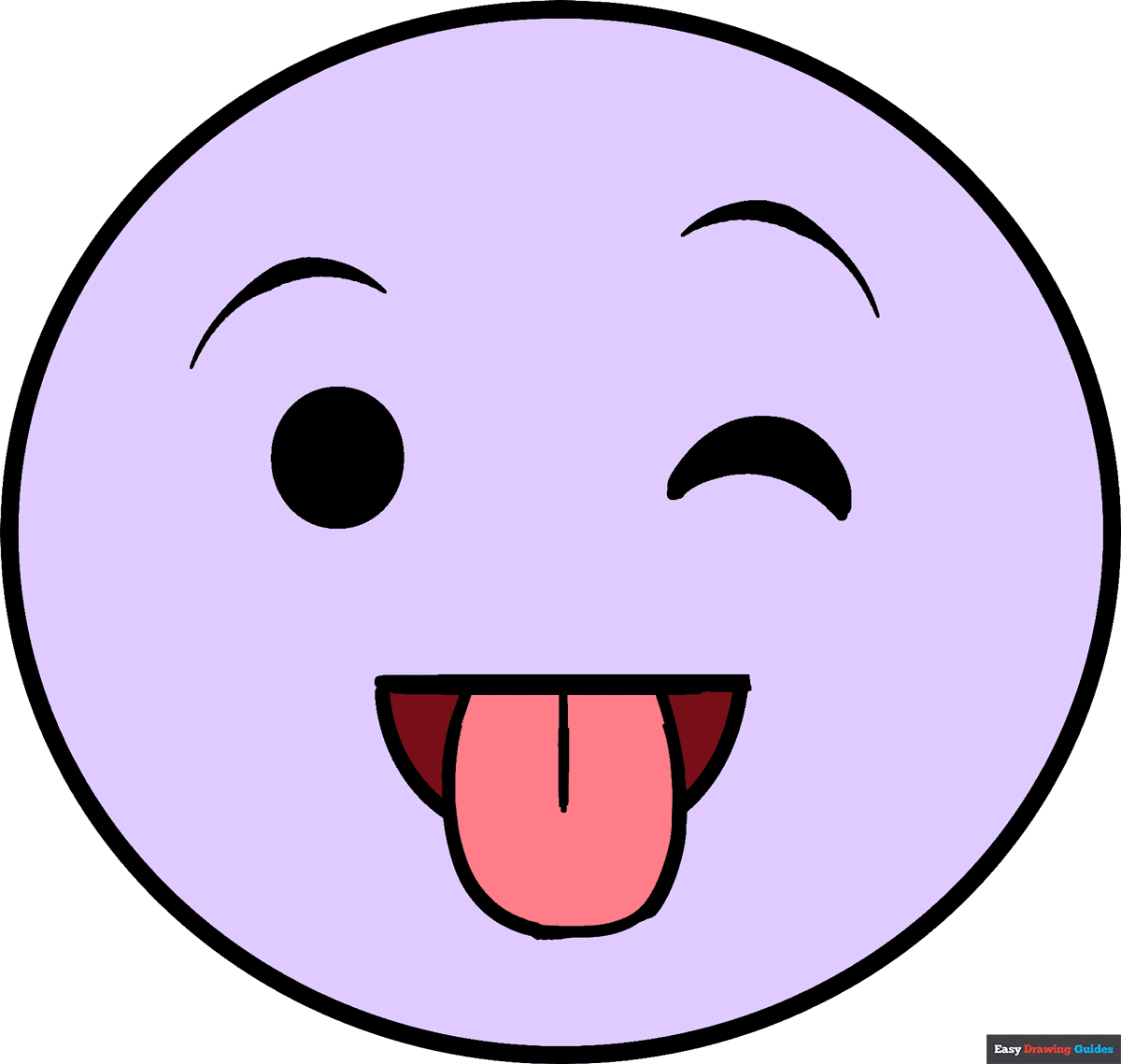 How to draw a tongue out emoji