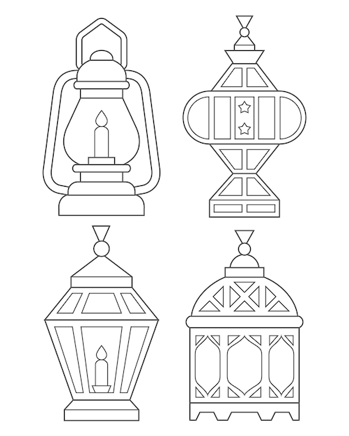 Lamp coloring page vectors illustrations for free download