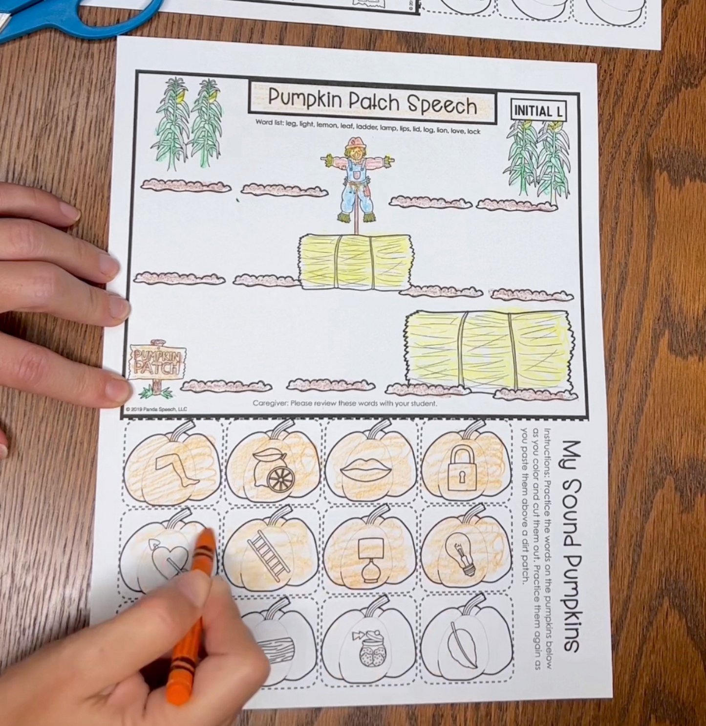 Pumpkin patch speech one page speech and language craft â panda speech therapy