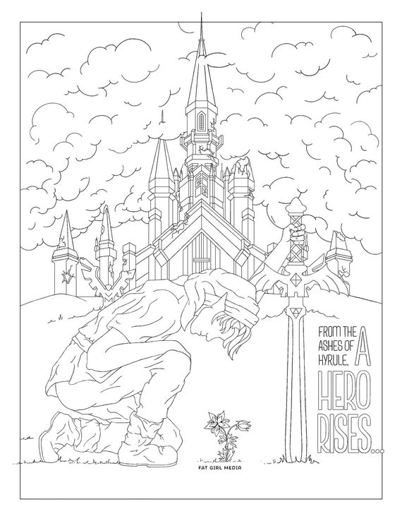 Legend of zelda coloring book page breath of the wild coloring page non