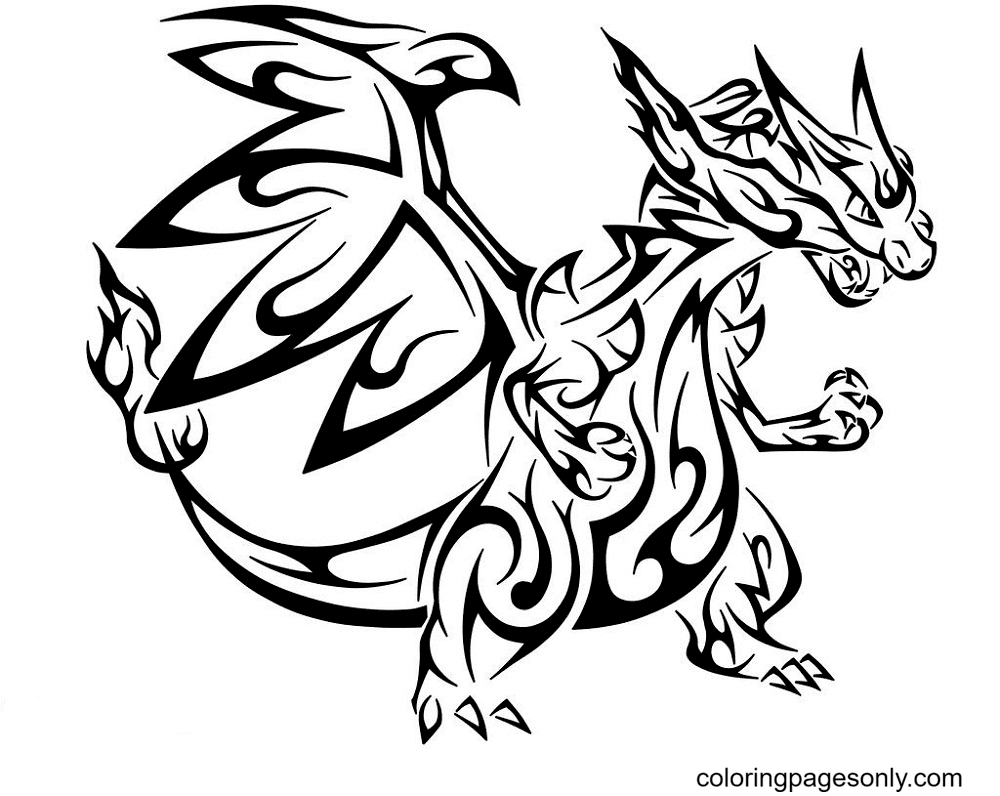 Mega charizard x coloring page