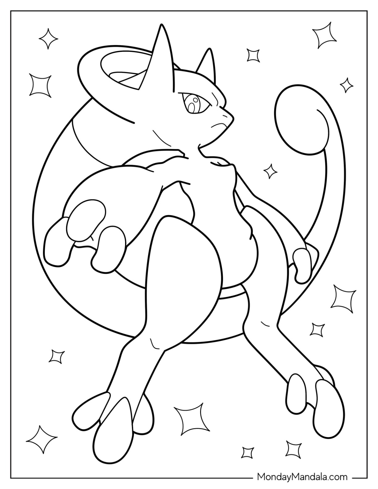 Mewtwo coloring pages free pdf printables