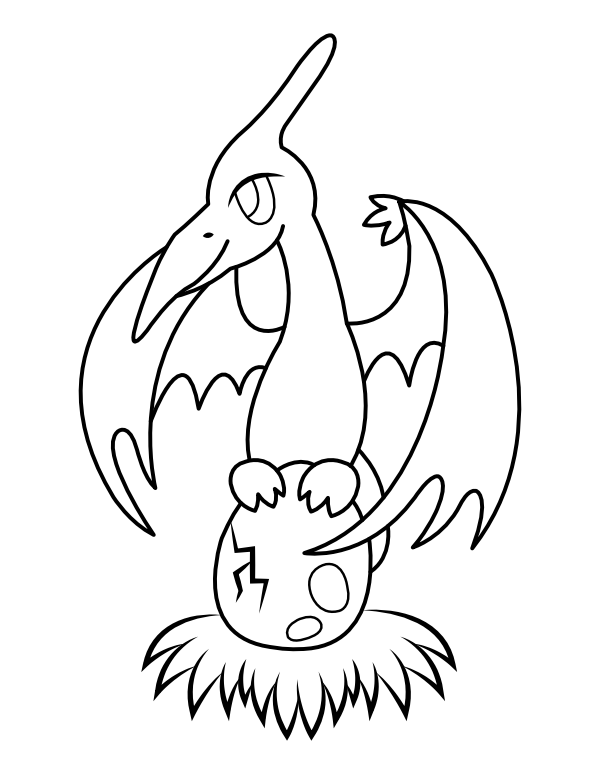 Printable pteradon with egg coloring page
