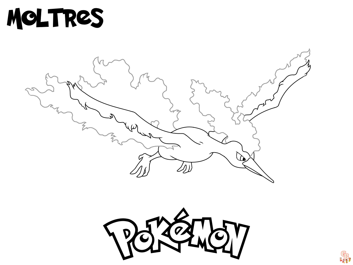 Moltres coloring pages bring the legendary fireflying