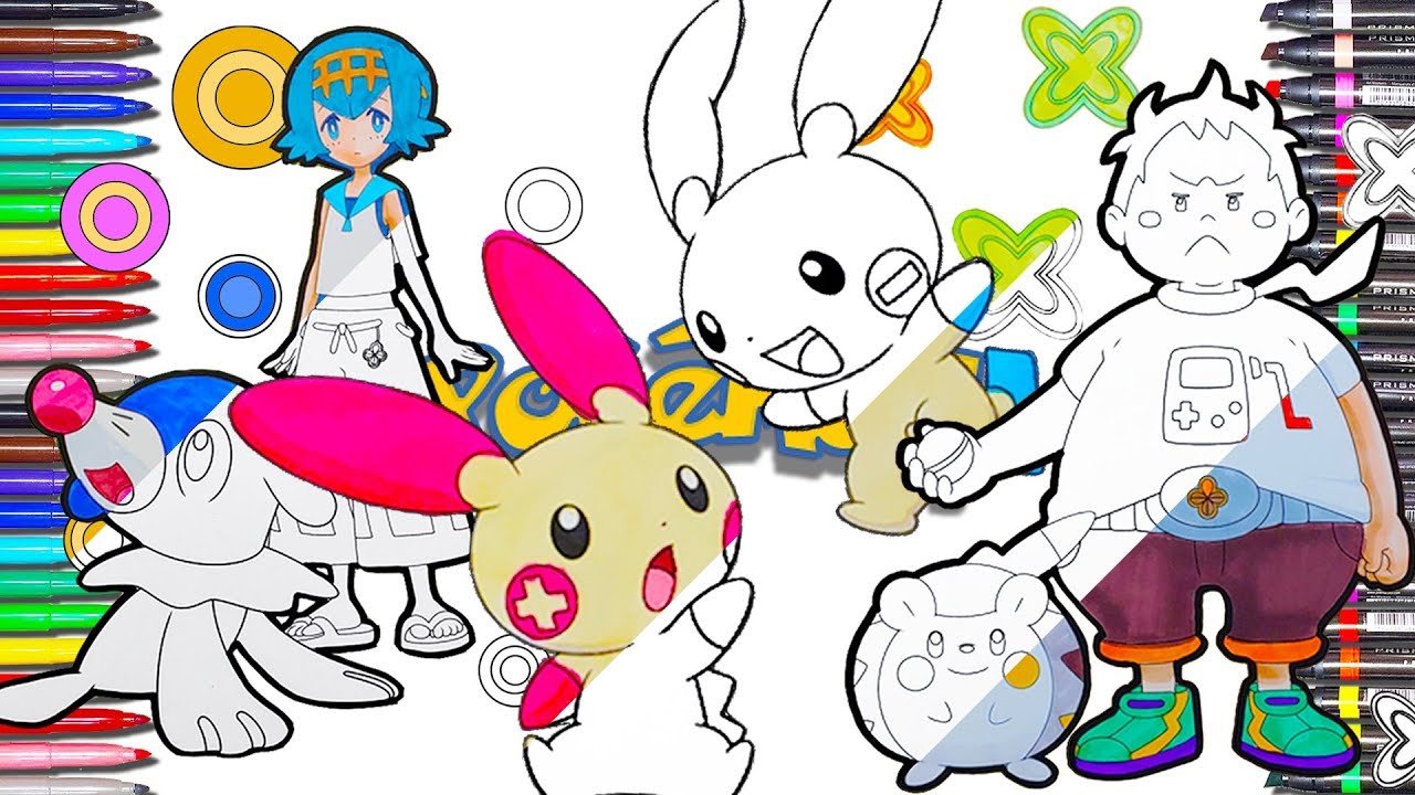 Pokemon coloring book pages mega legendary pikachu coloring gen sheets popplio plusle togedemaru