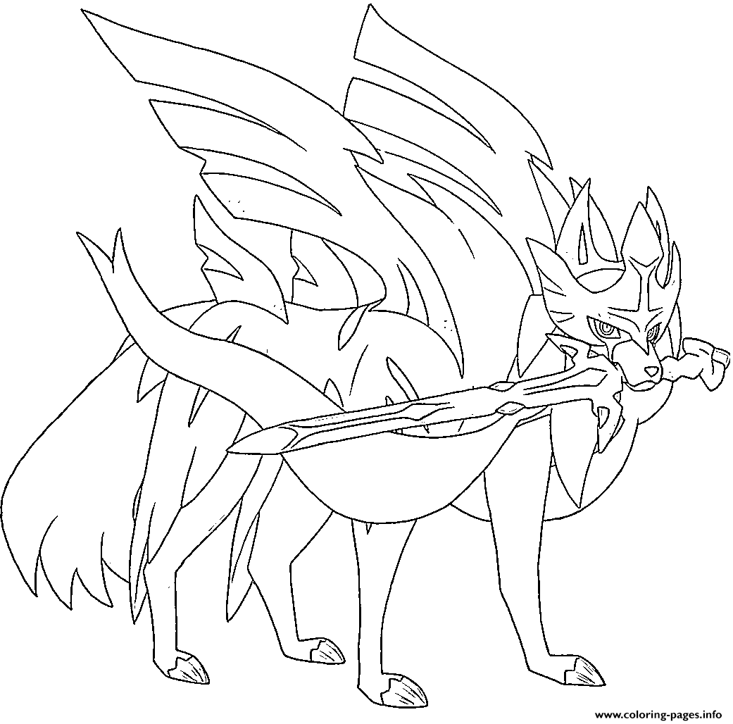 Zacian blade shining legendary pokemon coloring page printable