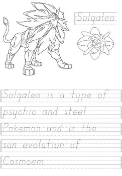 Legendary pokemon writing and coloring in page by ot life tpt