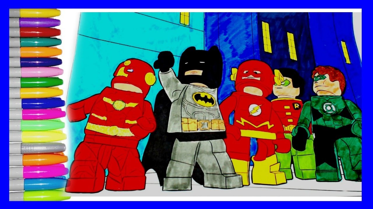 Batman lego colouring pageshow to color batman flash iron man robin and green lantern