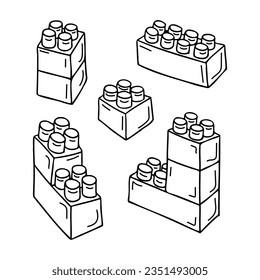 Collection hand drawn kids toy bricks stock vector royalty free