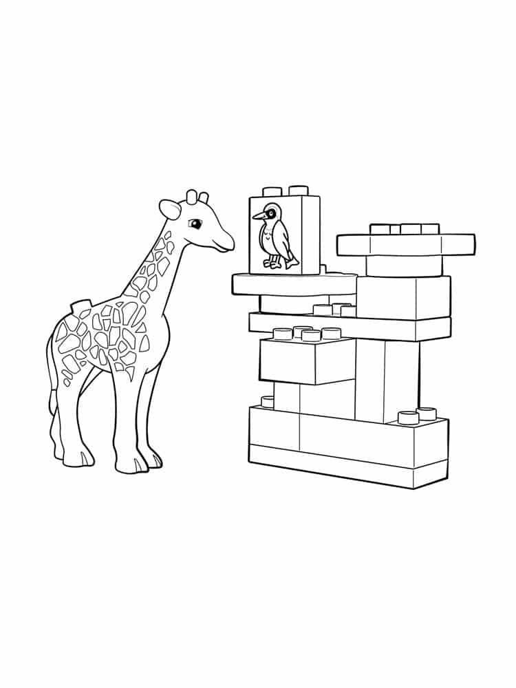 Drawing of a giraffe and lego blocks giraffe coloring page