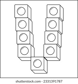Lego alphabet english letter v blocks stock vector royalty free