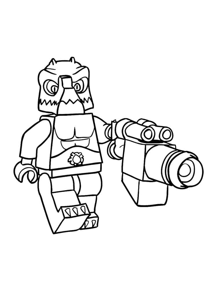 Lego character with a gun coloring page