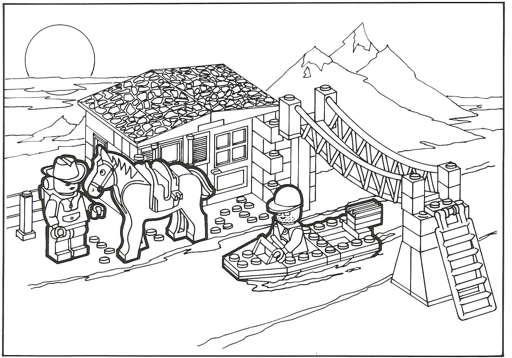 Lego city farm coloring page