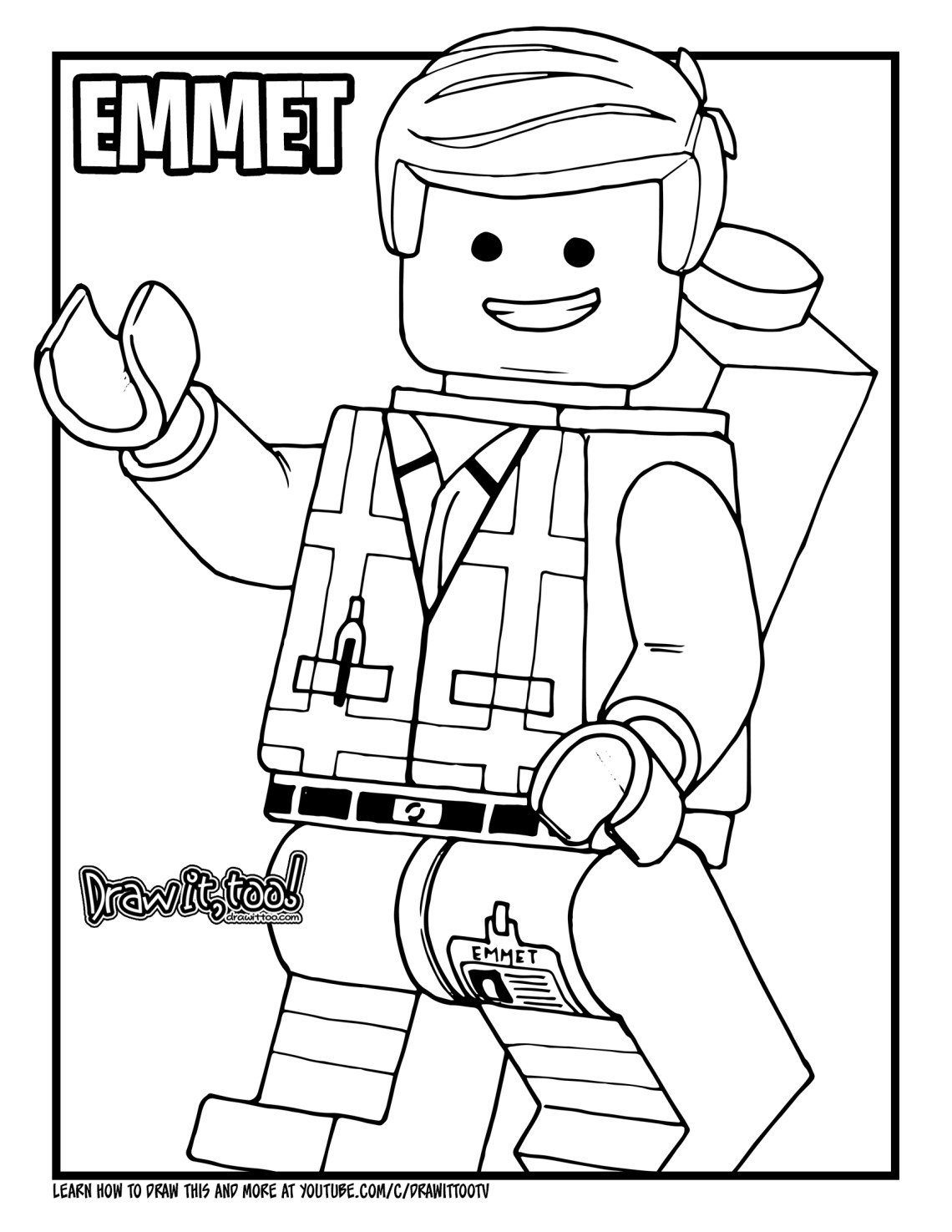 How to draw emmet brickowski the lego movie drawing tutorial