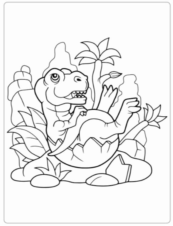 Simple dinosaur colouring in pages x