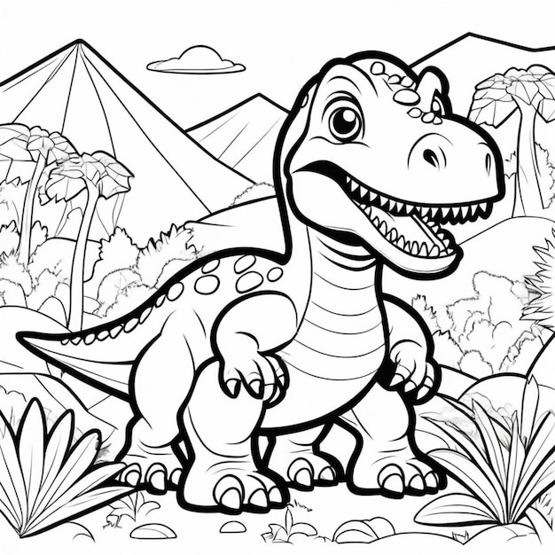 Premium ai image printable dinosaur coloring page for kids