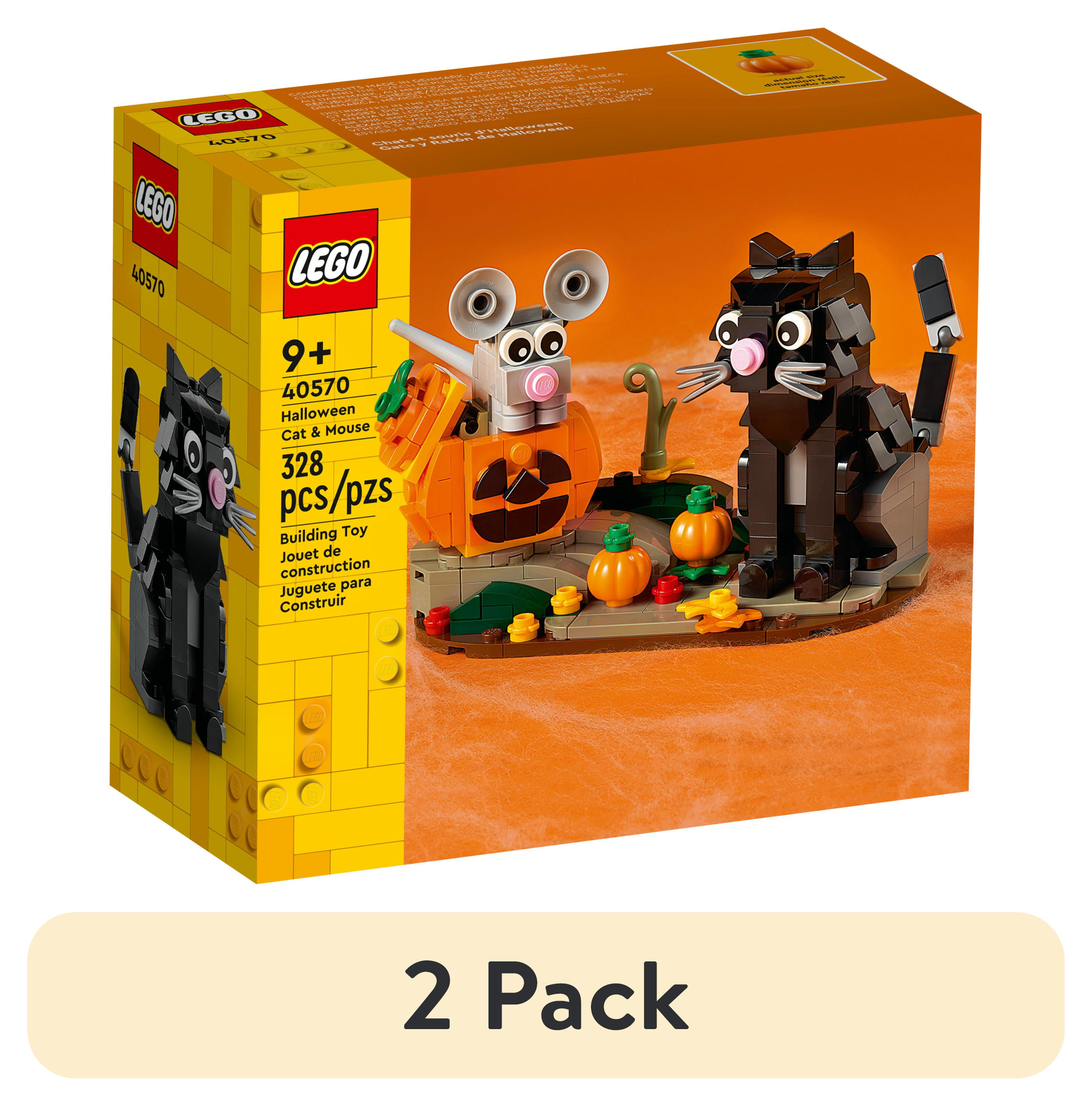 Pack lego halloween cat mouse building kit whimsical halloween dãcor with adorable cat mouse and pumpkin toys halloween toy