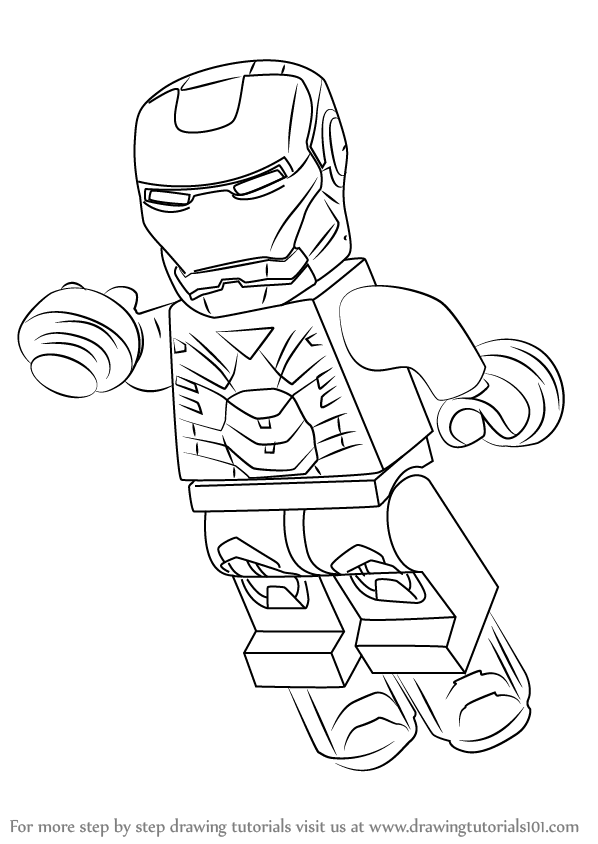 How to draw lego iron man lego step by step