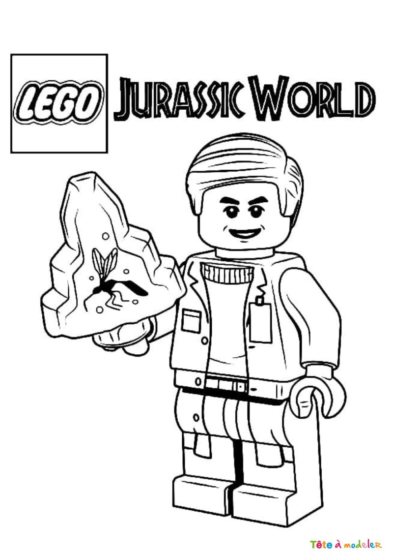 Coloriage lego de jurassic world avec tãªte ã modeler