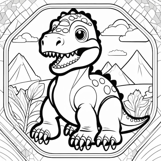 Premium ai image printable dinosaur coloring page for kids