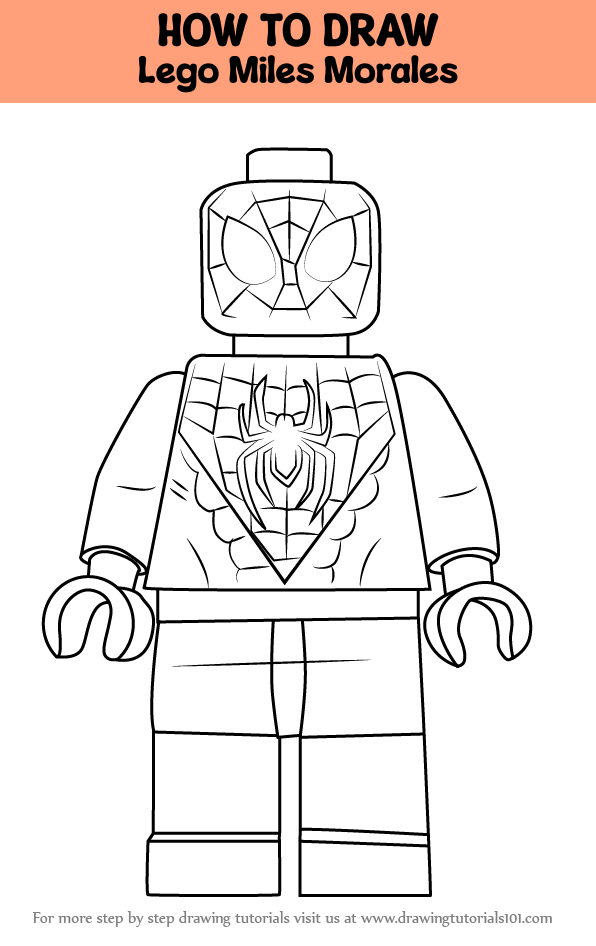 How to draw lego miles morales lego step by step