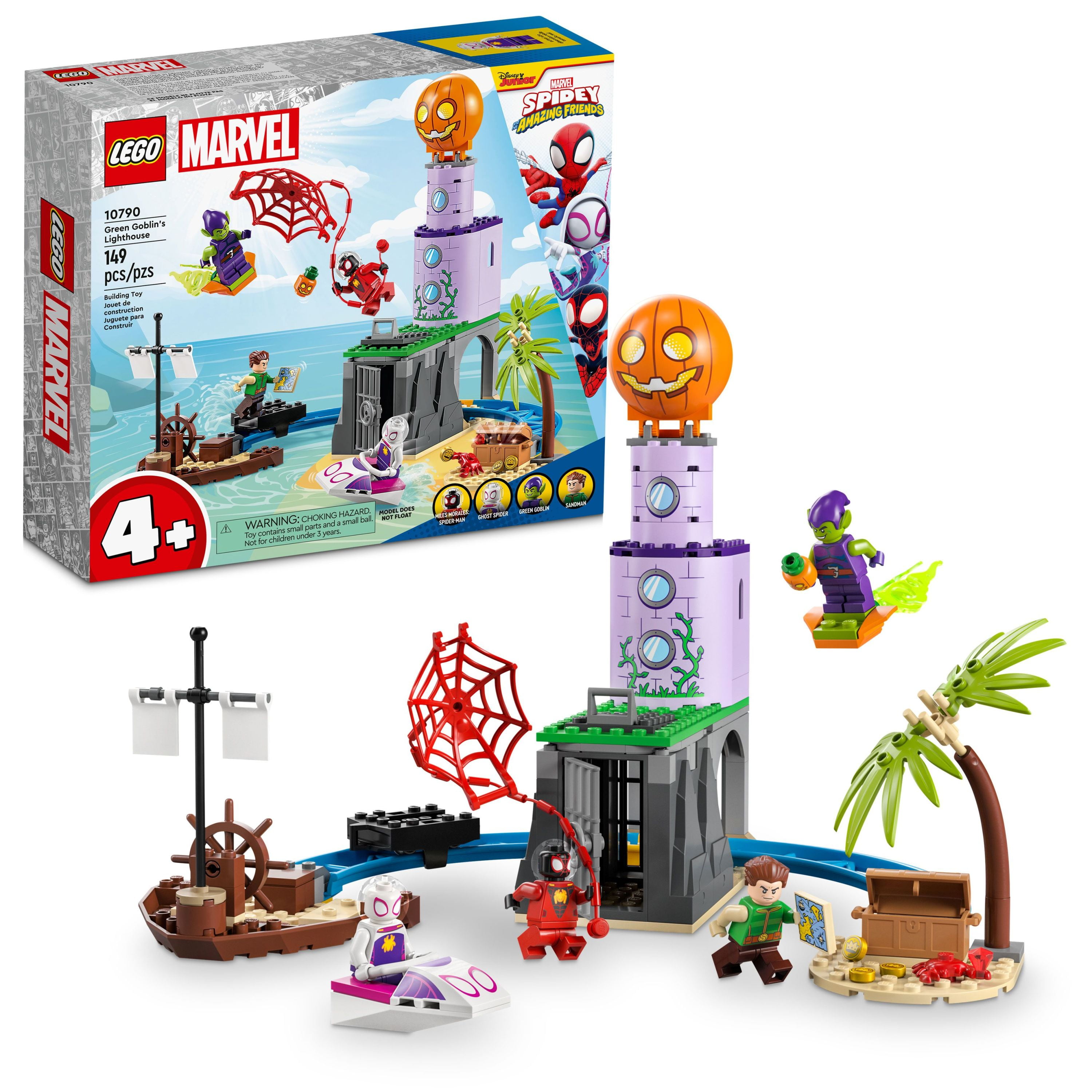 Lego marvel team spidey at green goblins lighthouse toy for kids ages with pirate shipwreck miles morales minifigure more spidey and his amazing friends series