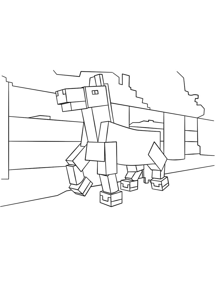 Minecraft horse at the farm coloring page
