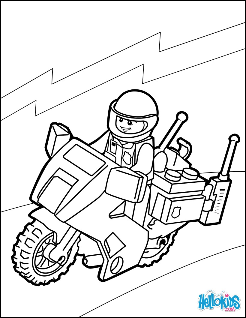 Police motor of lego coloring pages