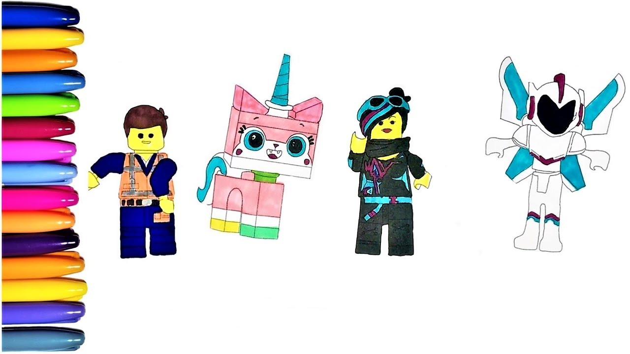Lego movie coloring pages with emmet nya kitty and alien
