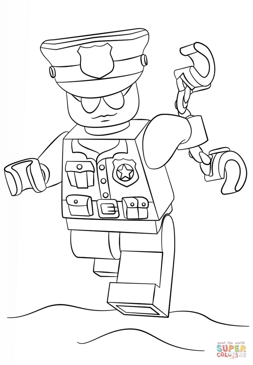 Lego police officer coloring page free printable coloring pages