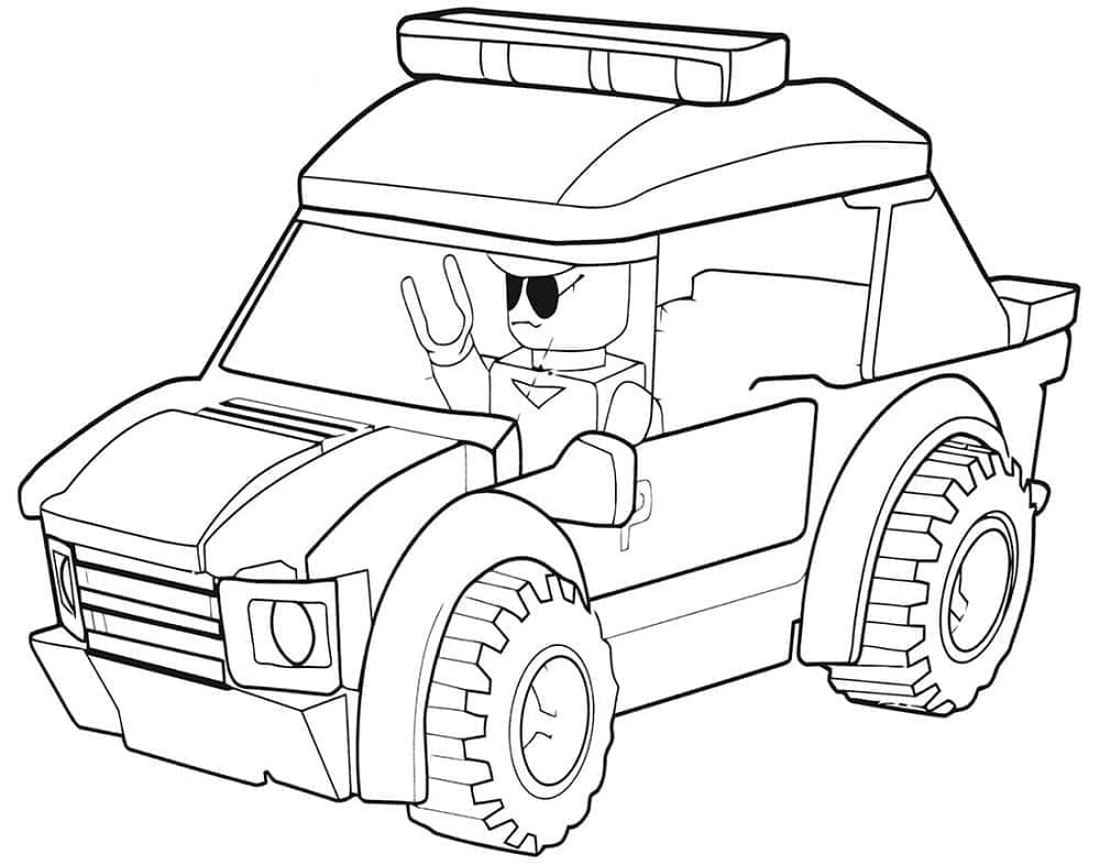 Lego city police car coloring page